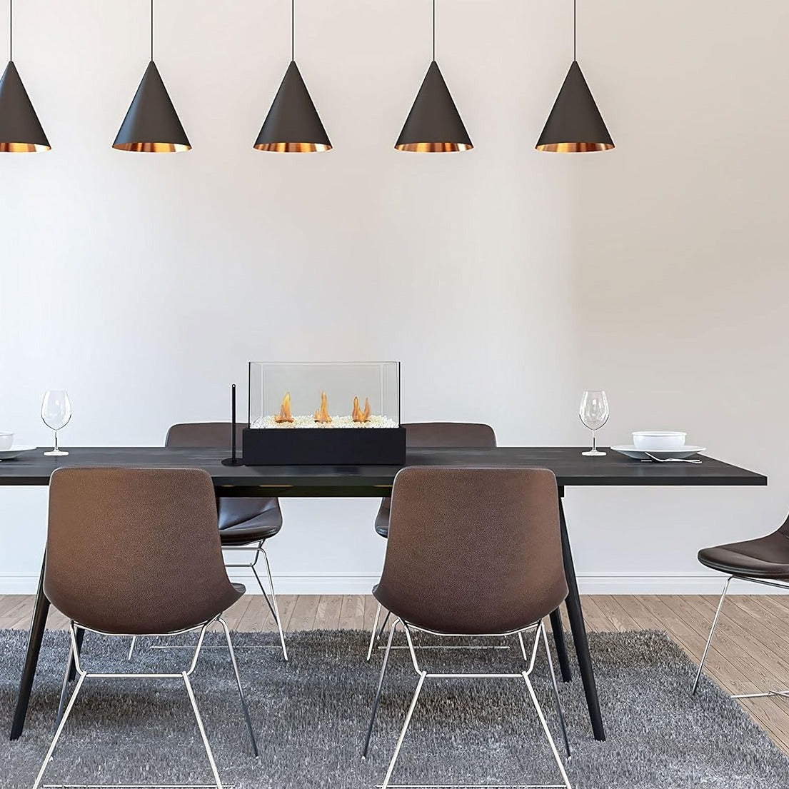 cheminée de table à l'éthanol avec 3 réservoirs