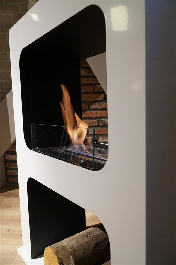 Meuble cheminée à l'éthanol blanche
