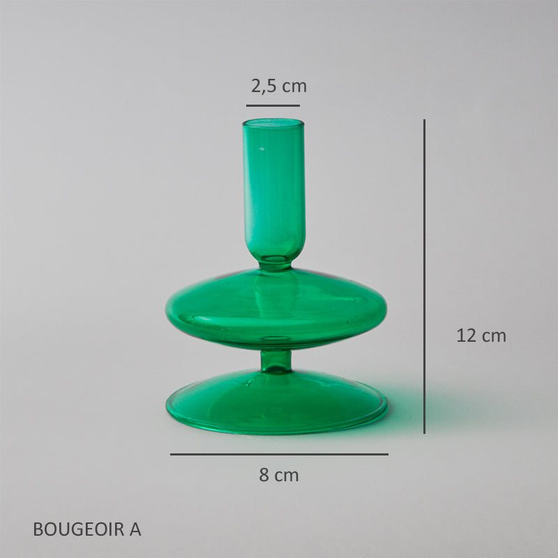 Bougeoirs en verre Vert EMY