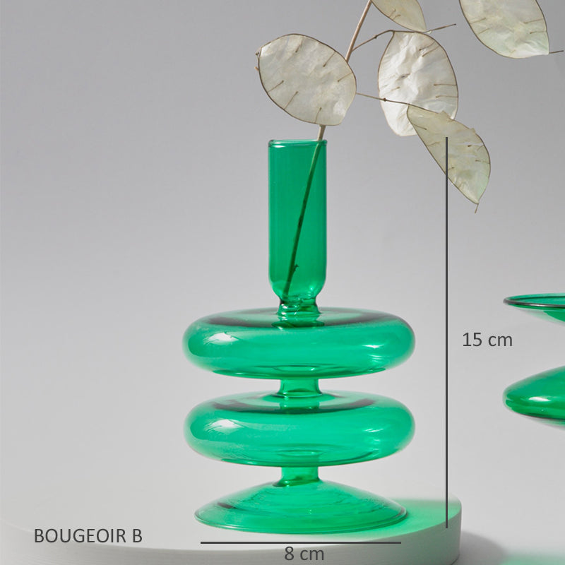 Bougeoirs en verre Vert EMY