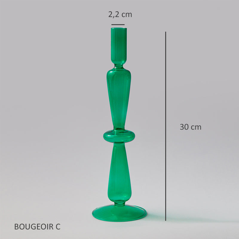 Bougeoirs en verre Vert EMY