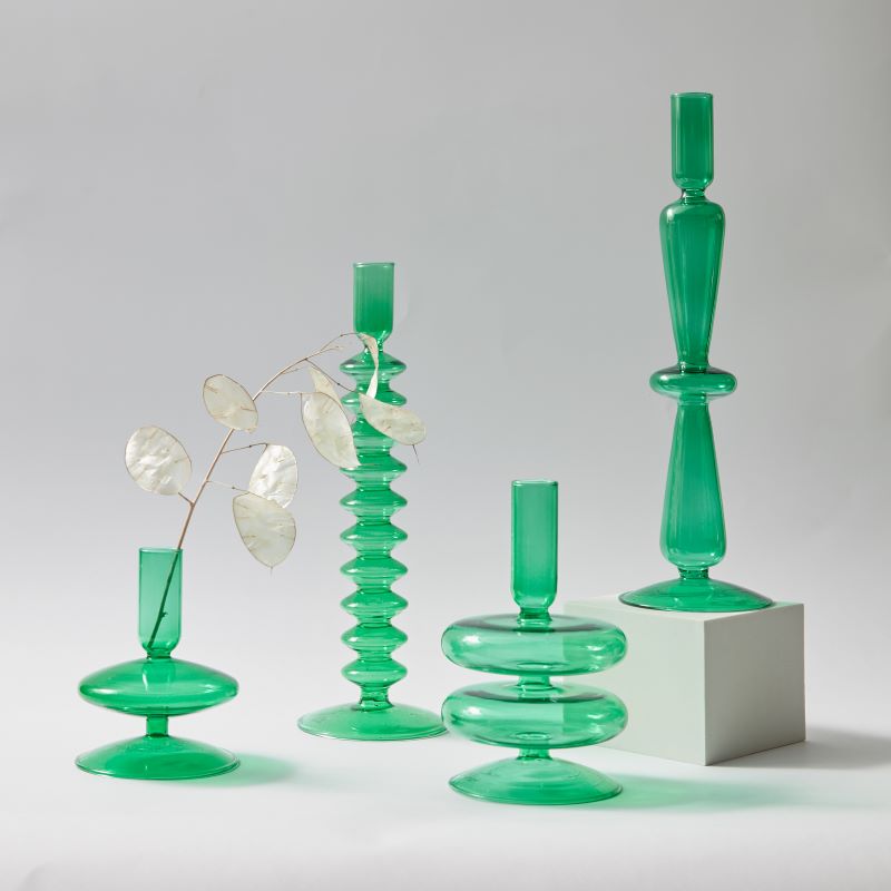 Bougeoirs en verre Vert EMY